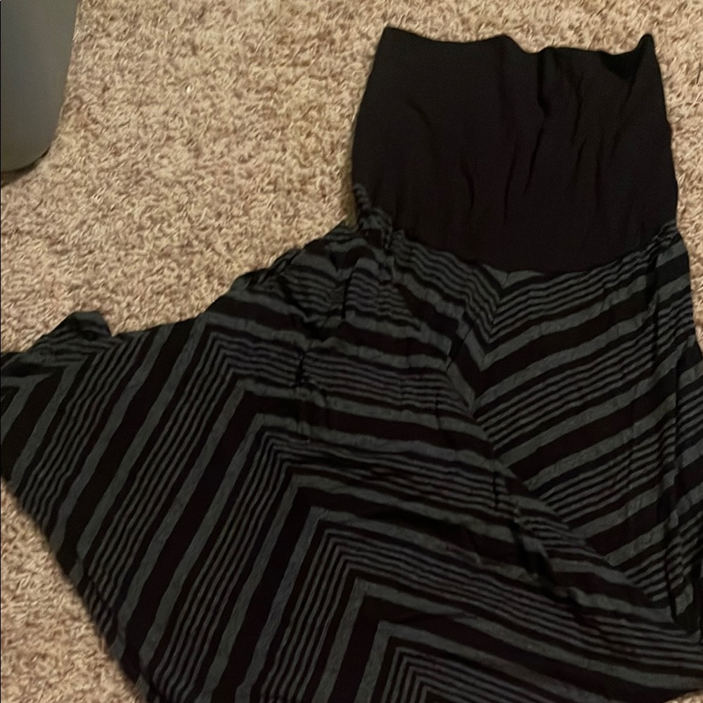 Striped Black and Gray Maternity Maxie Skirt